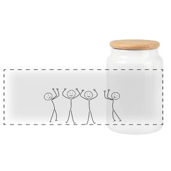 team - Panoramic Cookie Jar with Wooden Lid - white - Front