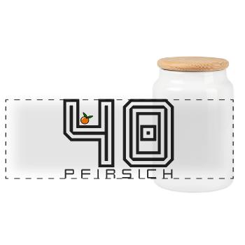 Pfirsich 40 Shirt Lustiger Geburtstag Spruch - Panorama Keksdose mit Holzdeckel - Weiß - Vorne