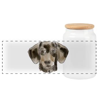 Teckel - Boîte à biscuits avec couvercle en bois - blanc - Devant