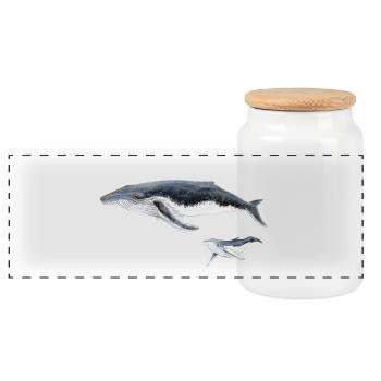 Baleine à bosse avec bébé baleine megaptera - Boîte à biscuits avec couvercle en bois - blanc - Devant