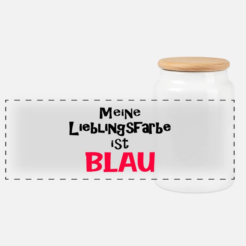 Lieblingsfarbe Blau Geschenk Lustig Sprüche Humor - Panorama Keksdose mit Holzdeckel - Weiß