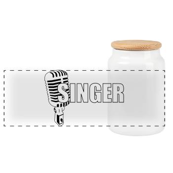 Singer - Music - Panoramic Cookie Jar with Wooden Lid - white - Front