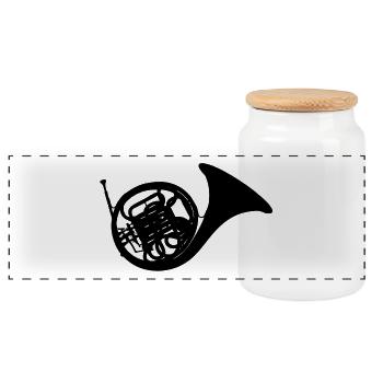 Eb Horn - Brass Music Love Orchestra - Panoramic Cookie Jar with Wooden Lid - white - Front