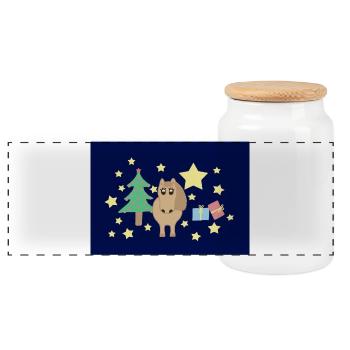 Pferd Pony Weihnachten blau - Panorama Keksdose mit Holzdeckel - Weiß - Vorne