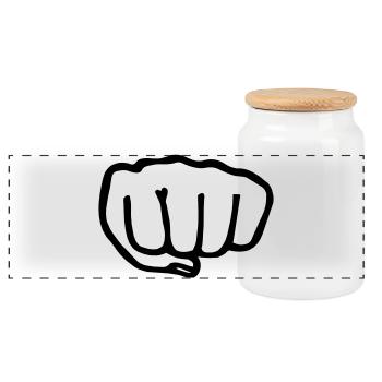Karaté poing transparent vectra - Boîte à biscuits avec couvercle en bois - blanc - Devant