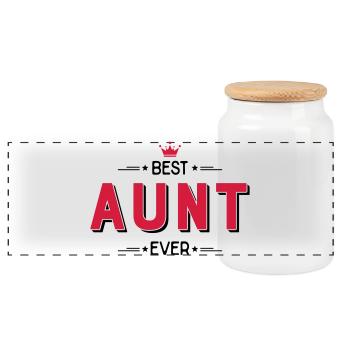 Tante - Boîte à biscuits avec couvercle en bois - blanc - Devant