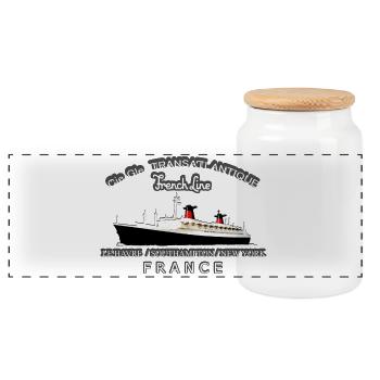 PAQUEBOT FRANCE Louis RUNEMBERG © Adagp - Boîte à biscuits avec couvercle en bois - blanc - Devant