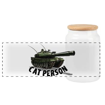 Cat person - Tank - Panorama Keksdose mit Holzdeckel - Weiß - Vorne