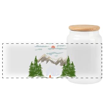 Camping Camping Mountain Theme Cadeau - Boîte à biscuits avec couvercle en bois - blanc - Devant