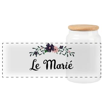 le marié - collection mariage bucolique - Boîte à biscuits avec couvercle en bois - blanc - Devant