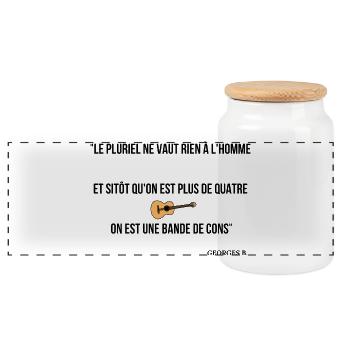 Sitôt qu'on est plus de 4... - Boîte à biscuits avec couvercle en bois - blanc - Devant