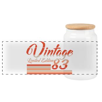 Vintage 1983 Limited Edition - Panoramic Cookie Jar with Wooden Lid - white - Front
