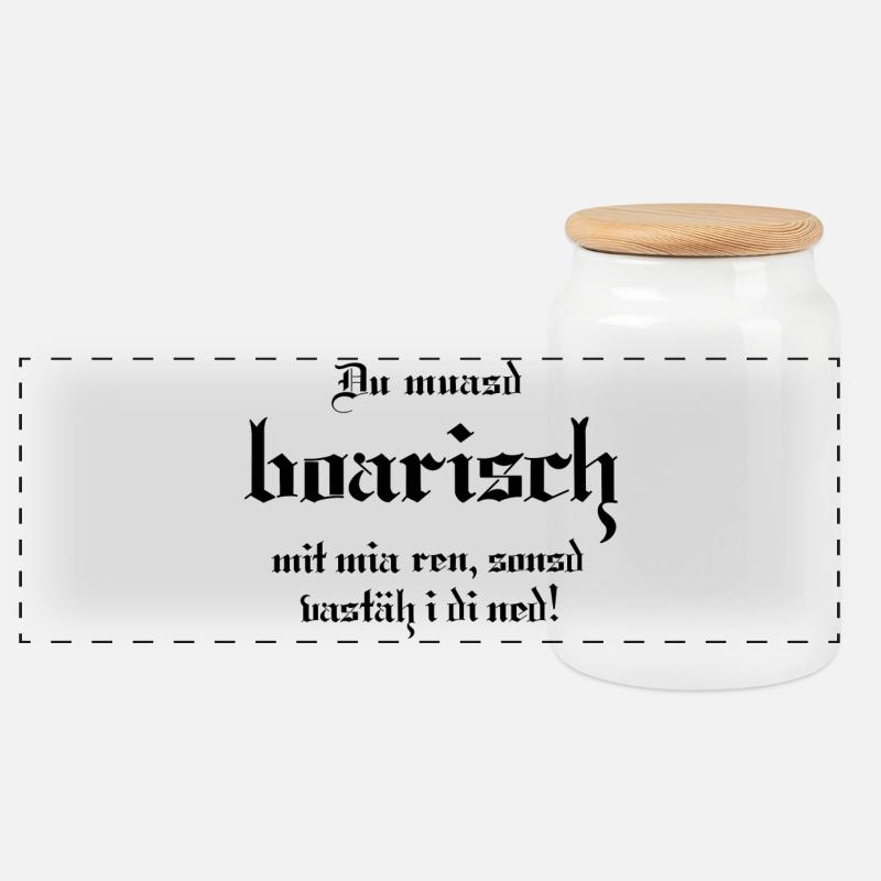 Boarisch - Panorama Keksdose mit Holzdeckel - Weiß