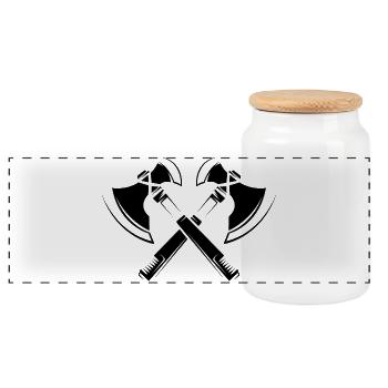 vikings Illustration axt wikinger fighter symbol - Panorama Keksdose mit Holzdeckel - Weiß - Vorne
