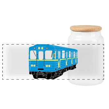 Kiewer U-Bahn - Panorama Keksdose mit Holzdeckel - Weiß - Vorne