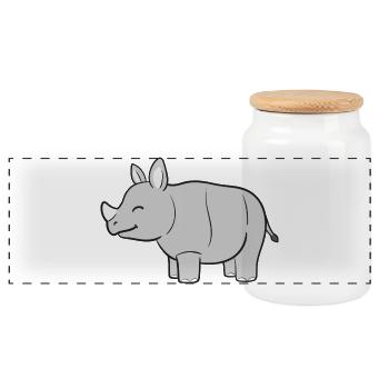 Nashorn Nashörner - Panorama Keksdose mit Holzdeckel - Weiß - Vorne