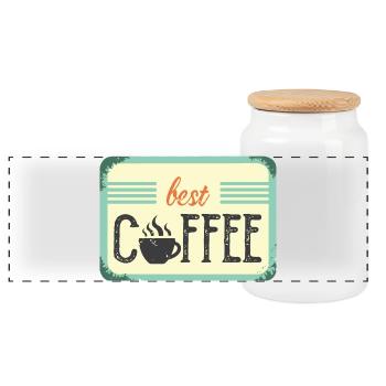 best coffee café Liebe Freunde Symbol icon Logo - Panorama Keksdose mit Holzdeckel - Weiß - Vorne