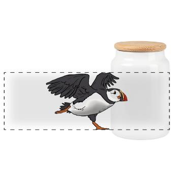 Macareux - Boîte à biscuits avec couvercle en bois - blanc - Devant