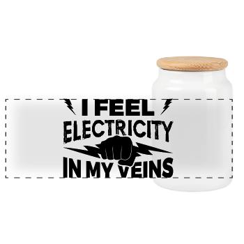 Electrical engineer - Panoramic Cookie Jar with Wooden Lid - white - Front