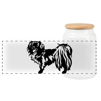 Tibet Spaniel - Panoramic Cookie Jar with Wooden Lid - white - Front