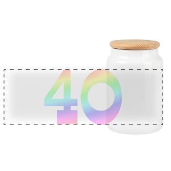 Geburtstagsgeschenk, 40 pastell Verlauf - Panorama Keksdose mit Holzdeckel - Weiß - Vorne