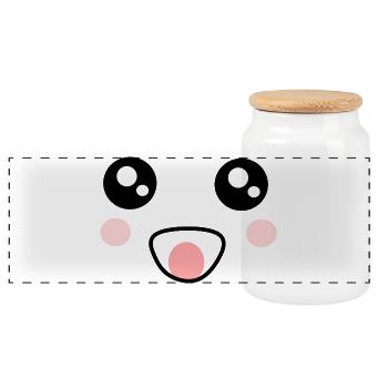Kawaii Gesicht Kawaii Kostüm Kawaii - Panorama Keksdose mit Holzdeckel - Weiß - Vorne