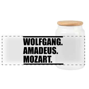 Wolfang Amadeus Mozart - Panorama Keksdose mit Holzdeckel - Weiß - Vorne