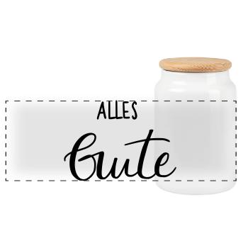 Alles Gute - Panorama Keksdose mit Holzdeckel - Weiß - Vorne