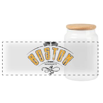 Boston grunge effect - Panoramic Cookie Jar with Wooden Lid - white - Front
