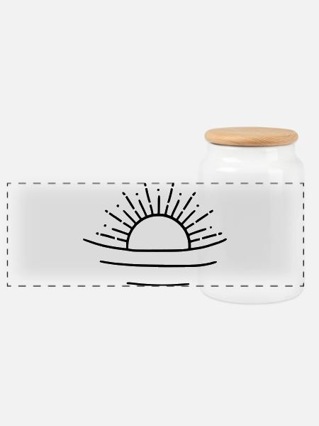 relaxed sun - Panoramic Cookie Jar with Wooden Lid - white