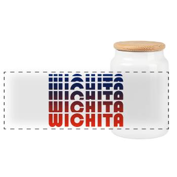 Wichita Gradient Blue-Ro Type Evolve - Panoramic Cookie Jar with Wooden Lid - white - Front