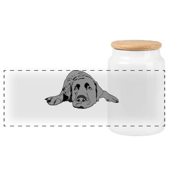 Labrador - Boîte à biscuits avec couvercle en bois - blanc - Devant