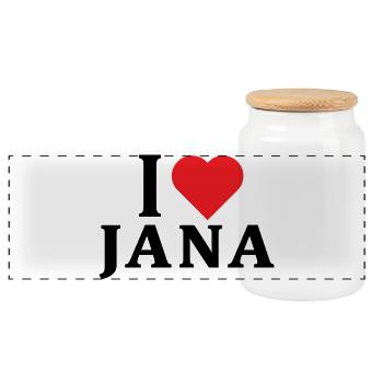 t-shirt I love Jana t-shirt gift idea - Panoramic Cookie Jar with Wooden Lid - white - Front