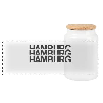 Hamburg - Panorama Keksdose mit Holzdeckel - Weiß - Vorne
