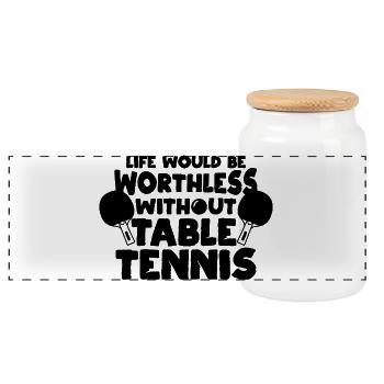 Table tennis passion - Panoramic Cookie Jar with Wooden Lid - white - Front