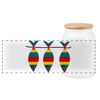 SARDINE. FISCH. APRILSCHERZ. OSTERN. OZEAN - Panorama Keksdose mit Holzdeckel - Weiß - Vorne