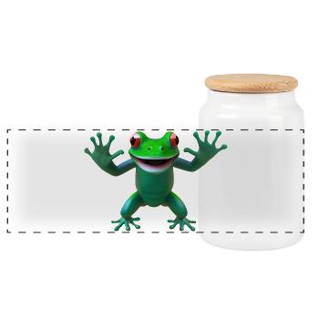 frosch stehend frei - Panorama Keksdose mit Holzdeckel - Weiß - Vorne