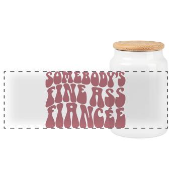 Somebody's Fine Ass Fiancée Bride To Be Engagement - Panoramic Cookie Jar with Wooden Lid - white - Front