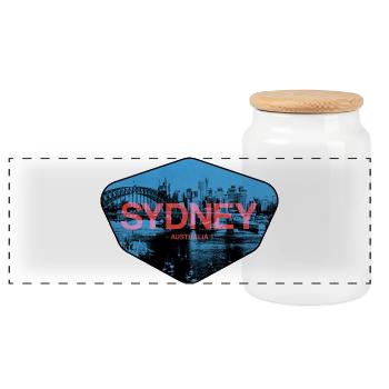 Sydney Skyline Neon - Panorama Keksdose mit Holzdeckel - Weiß - Vorne