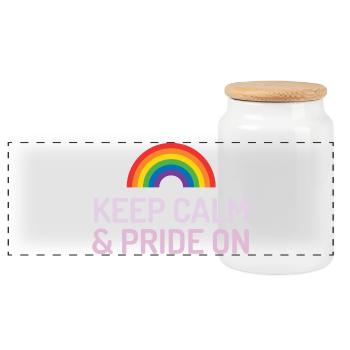 Pride Month - Ruhe bewahren und stolz sein - Panorama Keksdose mit Holzdeckel - Weiß - Vorne