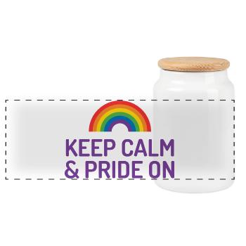 Pride Month - Ruhe bewahren und stolz sein - Panorama Keksdose mit Holzdeckel - Weiß - Vorne