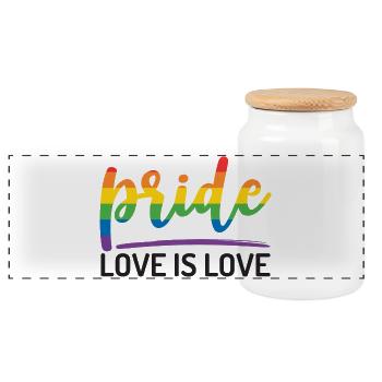 LGBTQ+ Pride. Love is Love. - Panoramic Cookie Jar with Wooden Lid - white - Front