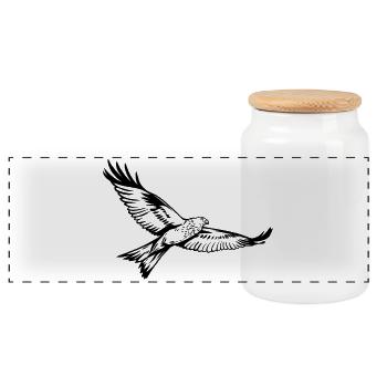Red kite - Panoramic Cookie Jar with Wooden Lid - white - Front