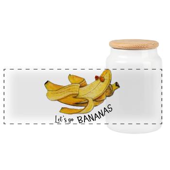 Let’s go Bananas Aquarell lustiges Zitat - Panorama Keksdose mit Holzdeckel - Weiß - Vorne