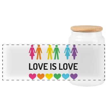 Pride Month LGBT - Liebe ist Liebe - Panorama Keksdose mit Holzdeckel - Weiß - Vorne