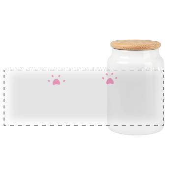 Katze Pfote Katzenpfoten Spiel Schere Stein Papier - Panorama Keksdose mit Holzdeckel - Weiß - Vorne