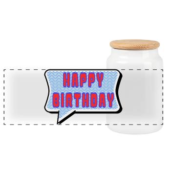JAHRESTAG. ALLES GUTE ZUM GEBURTSTAG. ALLES GUTE ZUM GEBURTSTAG. - Panorama Keksdose mit Holzdeckel - Weiß - Vorne