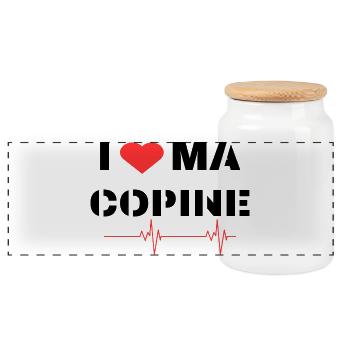 Déclaration d'amour à ma copine - Boîte à biscuits avec couvercle en bois - blanc - Devant