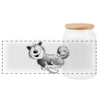 Swift Siberian Husky Sled Dog Dog - Panoramic Cookie Jar with Wooden Lid - white - Front