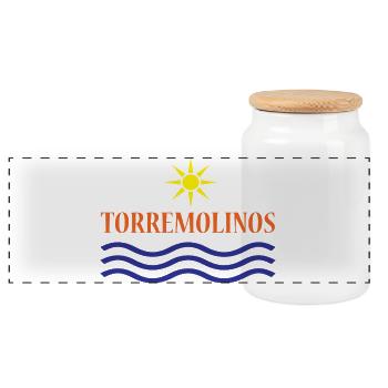 TORREMOLINOS Sun Waves - Panoramic Cookie Jar with Wooden Lid - white - Front
